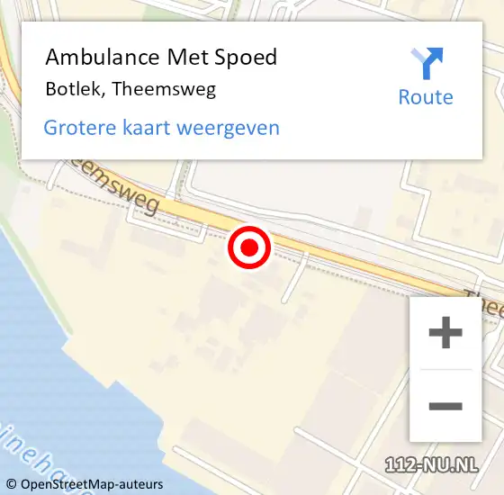 Locatie op kaart van de 112 melding: Ambulance Met Spoed Naar Botlek, Theemsweg op 1 september 2014 12:28