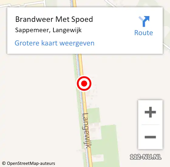 Locatie op kaart van de 112 melding: Brandweer Met Spoed Naar Sappemeer, Langewijk op 11 juli 2023 20:20