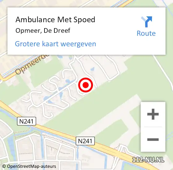 Locatie op kaart van de 112 melding: Ambulance Met Spoed Naar Opmeer, De Dreef op 11 juli 2023 20:21