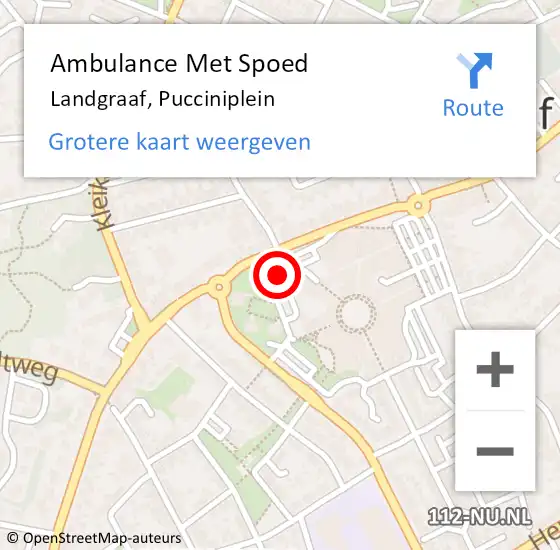 Locatie op kaart van de 112 melding: Ambulance Met Spoed Naar Landgraaf, Pucciniplein op 1 september 2014 12:30