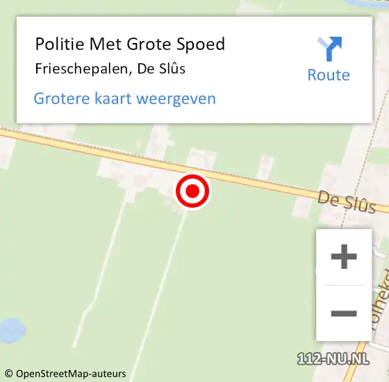 Locatie op kaart van de 112 melding: Politie Met Grote Spoed Naar Frieschepalen, De Slûs op 11 juli 2023 20:24