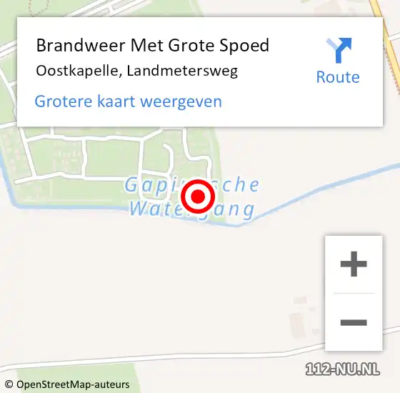 Locatie op kaart van de 112 melding: Brandweer Met Grote Spoed Naar Oostkapelle, Landmetersweg op 11 juli 2023 20:39