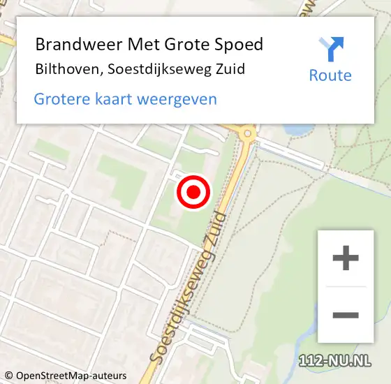 Locatie op kaart van de 112 melding: Brandweer Met Grote Spoed Naar Bilthoven, Soestdijkseweg Zuid op 11 juli 2023 20:52