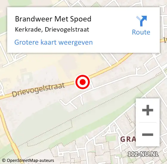 Locatie op kaart van de 112 melding: Brandweer Met Spoed Naar Kerkrade, Drievogelstraat op 11 juli 2023 20:53