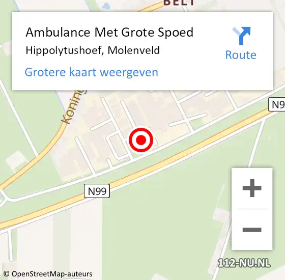 Locatie op kaart van de 112 melding: Ambulance Met Grote Spoed Naar Hippolytushoef, Molenveld op 11 juli 2023 21:04