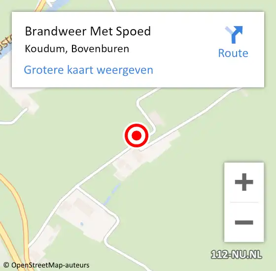 Locatie op kaart van de 112 melding: Brandweer Met Spoed Naar Koudum, Bovenburen op 11 juli 2023 21:07