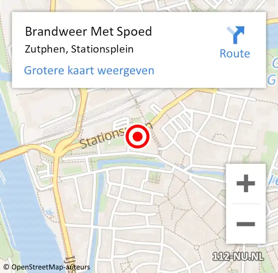 Locatie op kaart van de 112 melding: Brandweer Met Spoed Naar Zutphen, Stationsplein op 11 juli 2023 21:10