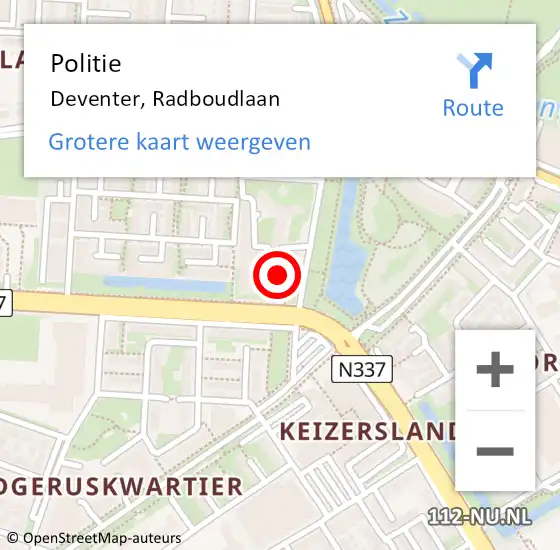 Locatie op kaart van de 112 melding: Politie Deventer, Radboudlaan op 11 juli 2023 21:12