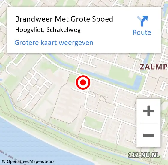 Locatie op kaart van de 112 melding: Brandweer Met Grote Spoed Naar Hoogvliet, Schakelweg op 11 juli 2023 21:21