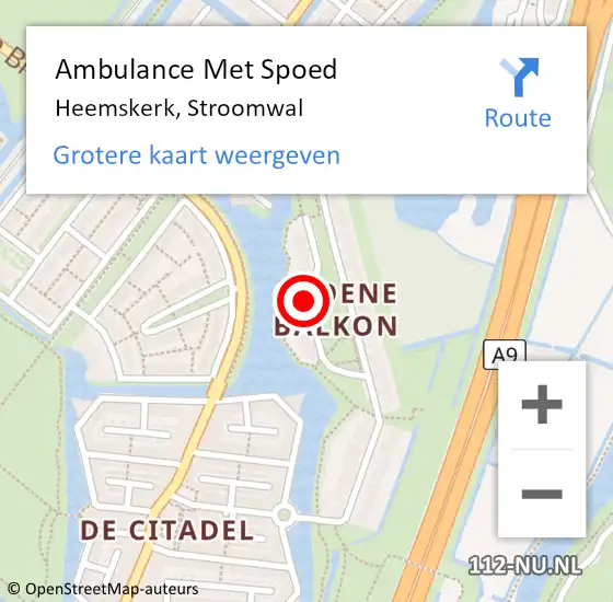 Locatie op kaart van de 112 melding: Ambulance Met Spoed Naar Heemskerk, Stroomwal op 11 juli 2023 21:25