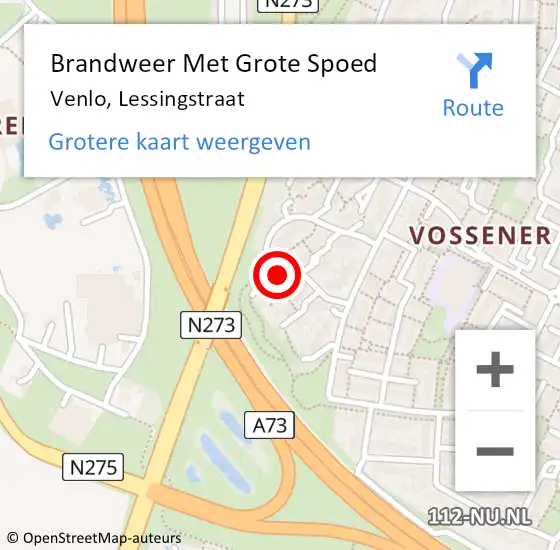 Locatie op kaart van de 112 melding: Brandweer Met Grote Spoed Naar Venlo, Lessingstraat op 11 juli 2023 21:32