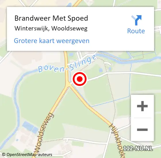 Locatie op kaart van de 112 melding: Brandweer Met Spoed Naar Winterswijk, Wooldseweg op 11 juli 2023 21:41