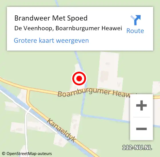 Locatie op kaart van de 112 melding: Brandweer Met Spoed Naar De Veenhoop, Boarnburgumer Heawei op 11 juli 2023 21:48