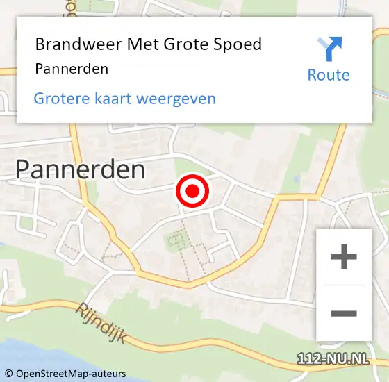 Locatie op kaart van de 112 melding: Brandweer Met Grote Spoed Naar Pannerden op 11 juli 2023 22:19