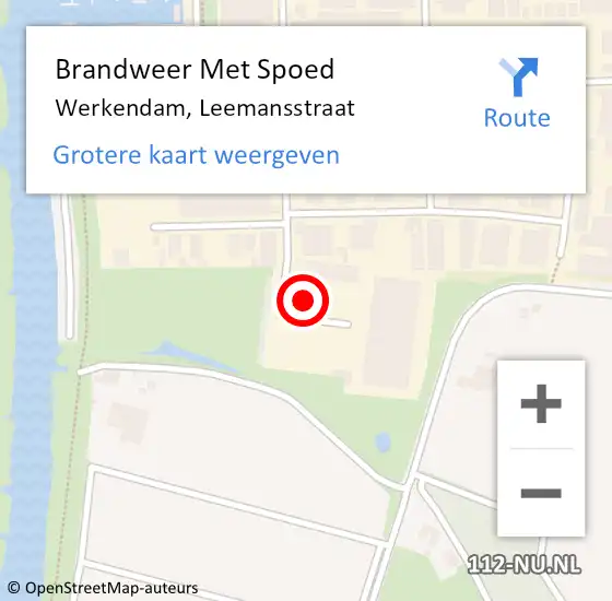 Locatie op kaart van de 112 melding: Brandweer Met Spoed Naar Werkendam, Leemansstraat op 11 juli 2023 22:57