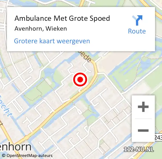 Locatie op kaart van de 112 melding: Ambulance Met Grote Spoed Naar Avenhorn, Wieken op 11 juli 2023 23:45