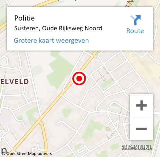 Locatie op kaart van de 112 melding: Politie Susteren, Oude Rijksweg Noord op 12 juli 2023 00:00