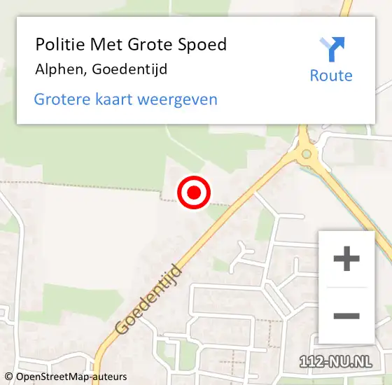 Locatie op kaart van de 112 melding: Politie Met Grote Spoed Naar Alphen, Goedentijd op 12 juli 2023 01:09