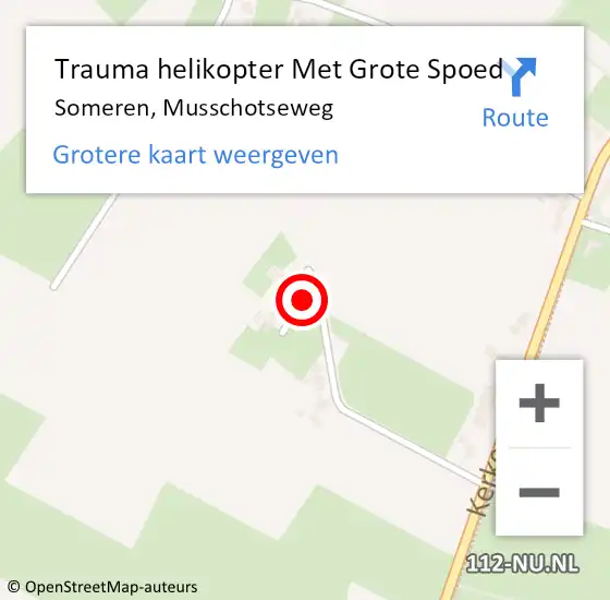 Locatie op kaart van de 112 melding: Trauma helikopter Met Grote Spoed Naar Someren, Musschotseweg op 12 juli 2023 01:10