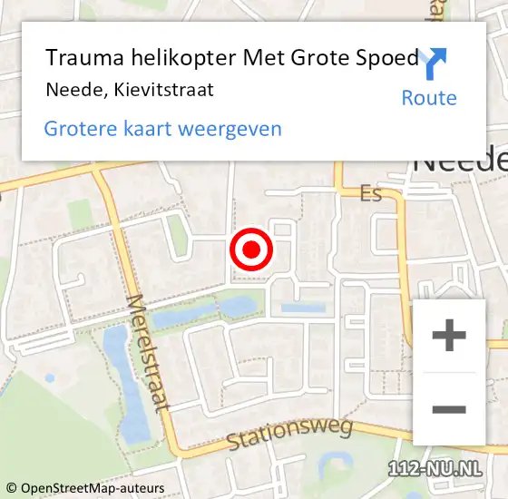 Locatie op kaart van de 112 melding: Trauma helikopter Met Grote Spoed Naar Neede, Kievitstraat op 12 juli 2023 01:17