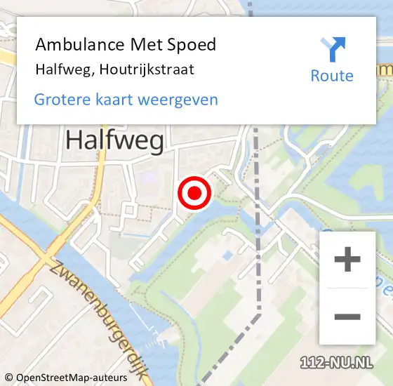 Locatie op kaart van de 112 melding: Ambulance Met Spoed Naar Halfweg, Houtrijkstraat op 12 juli 2023 01:23