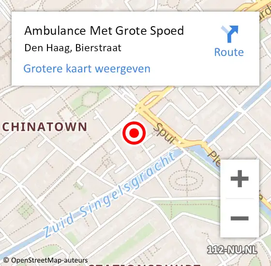 Locatie op kaart van de 112 melding: Ambulance Met Grote Spoed Naar Den Haag, Bierstraat op 12 juli 2023 01:49