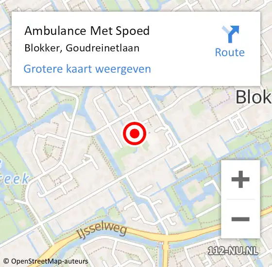 Locatie op kaart van de 112 melding: Ambulance Met Spoed Naar Blokker, Goudreinetlaan op 12 juli 2023 01:50