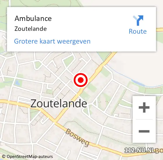 Locatie op kaart van de 112 melding: Ambulance Zoutelande op 12 juli 2023 04:44