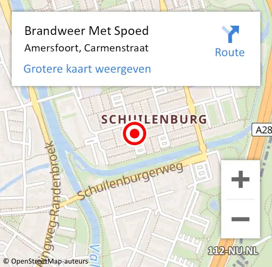 Locatie op kaart van de 112 melding: Brandweer Met Spoed Naar Amersfoort, Carmenstraat op 12 juli 2023 07:16