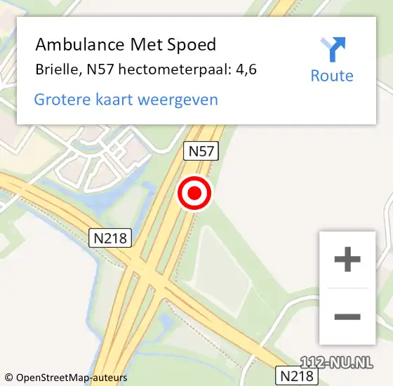 Locatie op kaart van de 112 melding: Ambulance Met Spoed Naar Brielle, N57 hectometerpaal: 4,6 op 12 juli 2023 07:29