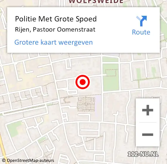 Locatie op kaart van de 112 melding: Politie Met Grote Spoed Naar Rijen, Pastoor Oomenstraat op 12 juli 2023 07:37