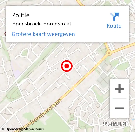 Locatie op kaart van de 112 melding: Politie Hoensbroek, Hoofdstraat op 12 juli 2023 07:54