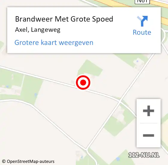 Locatie op kaart van de 112 melding: Brandweer Met Grote Spoed Naar Axel, Langeweg op 12 juli 2023 07:57