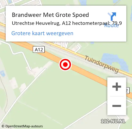 Locatie op kaart van de 112 melding: Brandweer Met Grote Spoed Naar Utrechtse Heuvelrug, A12 hectometerpaal: 79,9 op 12 juli 2023 08:32