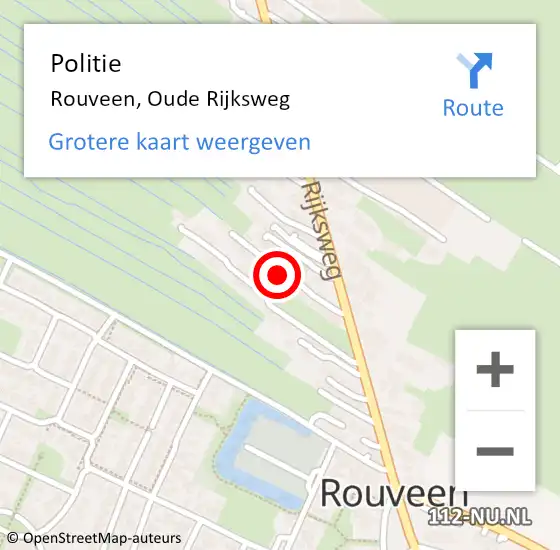Locatie op kaart van de 112 melding: Politie Rouveen, Oude Rijksweg op 12 juli 2023 08:41