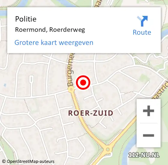 Locatie op kaart van de 112 melding: Politie Roermond, Roerderweg op 12 juli 2023 08:54