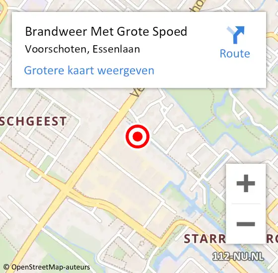 Locatie op kaart van de 112 melding: Brandweer Met Grote Spoed Naar Voorschoten, Essenlaan op 12 juli 2023 08:56