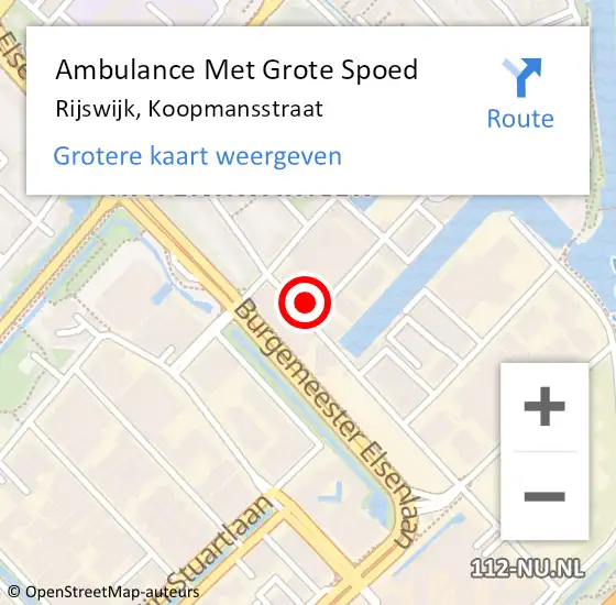 Locatie op kaart van de 112 melding: Ambulance Met Grote Spoed Naar Rijswijk, Koopmansstraat op 12 juli 2023 09:05