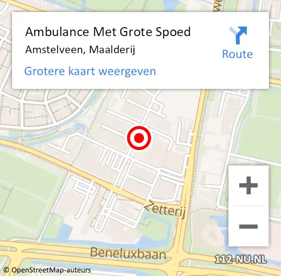 Locatie op kaart van de 112 melding: Ambulance Met Grote Spoed Naar Amstelveen, Maalderij op 12 juli 2023 09:16