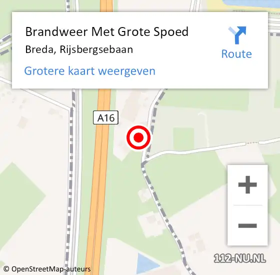 Locatie op kaart van de 112 melding: Brandweer Met Grote Spoed Naar Breda, Rijsbergsebaan op 12 juli 2023 09:25