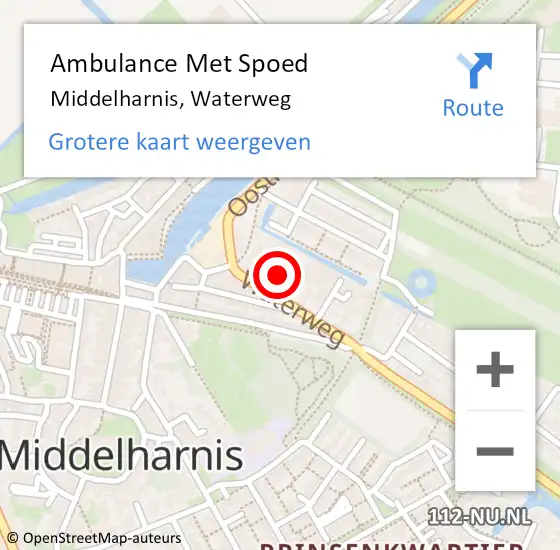 Locatie op kaart van de 112 melding: Ambulance Met Spoed Naar Middelharnis, Waterweg op 12 juli 2023 09:29