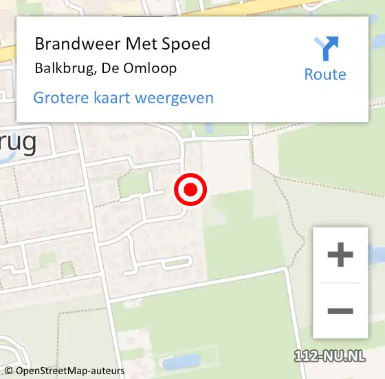 Locatie op kaart van de 112 melding: Brandweer Met Spoed Naar Balkbrug, De Omloop op 12 juli 2023 09:33