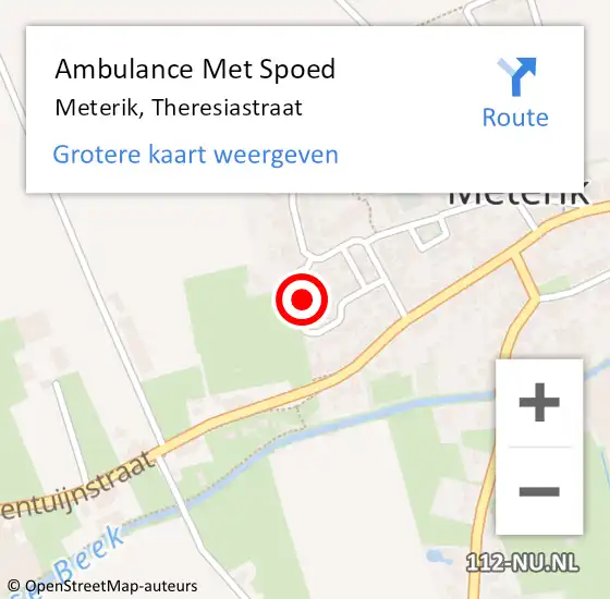 Locatie op kaart van de 112 melding: Ambulance Met Spoed Naar Meterik, Theresiastraat op 1 september 2014 13:09