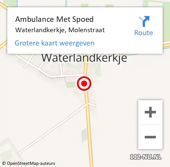 Locatie op kaart van de 112 melding: Ambulance Met Spoed Naar Waterlandkerkje, Molenstraat op 1 september 2014 13:09