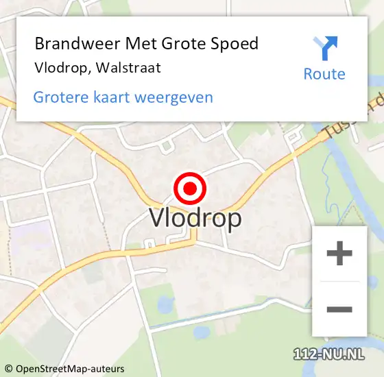 Locatie op kaart van de 112 melding: Brandweer Met Grote Spoed Naar Vlodrop, Walstraat op 12 juli 2023 09:43