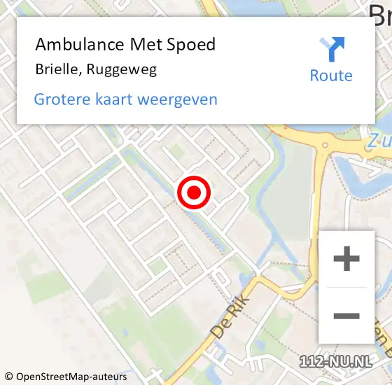 Locatie op kaart van de 112 melding: Ambulance Met Spoed Naar Brielle, Ruggeweg op 12 juli 2023 09:48