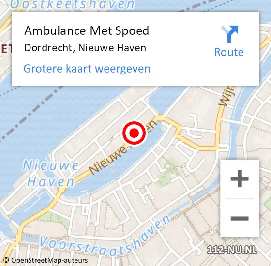Locatie op kaart van de 112 melding: Ambulance Met Spoed Naar Dordrecht, Nieuwe Haven op 12 juli 2023 10:27