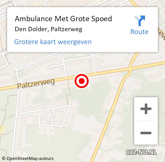 Locatie op kaart van de 112 melding: Ambulance Met Grote Spoed Naar Den Dolder, Paltzerweg op 9 september 2013 12:59