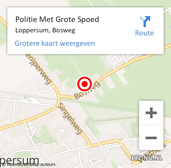 Locatie op kaart van de 112 melding: Politie Met Grote Spoed Naar Loppersum, Bosweg op 12 juli 2023 10:43