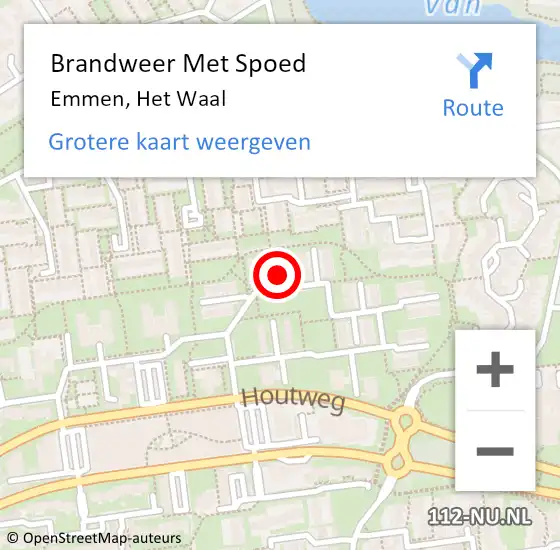 Locatie op kaart van de 112 melding: Brandweer Met Spoed Naar Emmen, Het Waal op 12 juli 2023 11:00